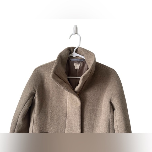 J. Crew Tan Beige Wool Blend City Coat Mid length Womens Sz 0P - Picture 7 of 11